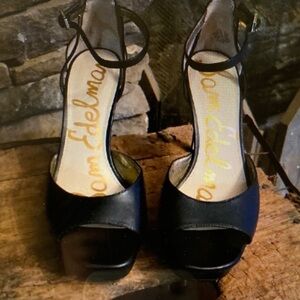 Sam Edelman Black Peep-Toe Heels